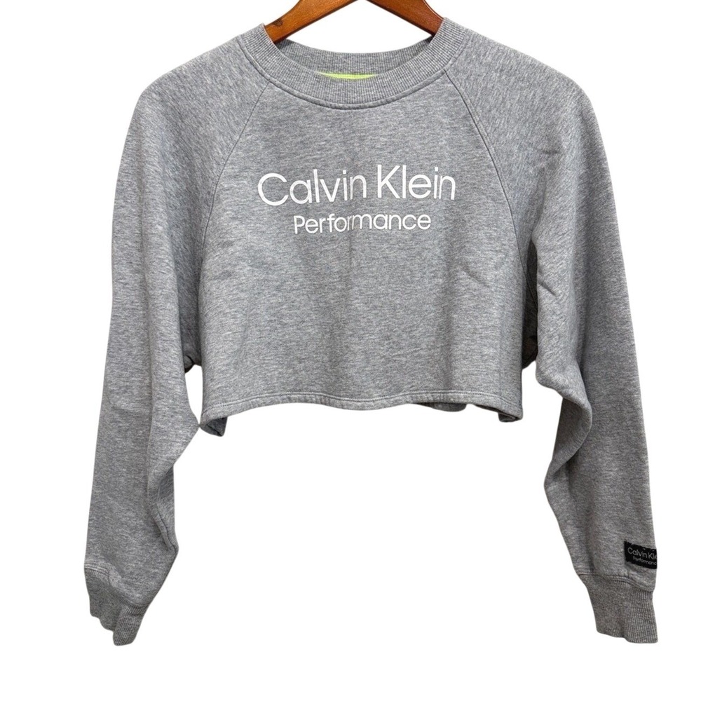 Calvin Klein (Gray) Cropped‎ Sweatshirt Women Size Small